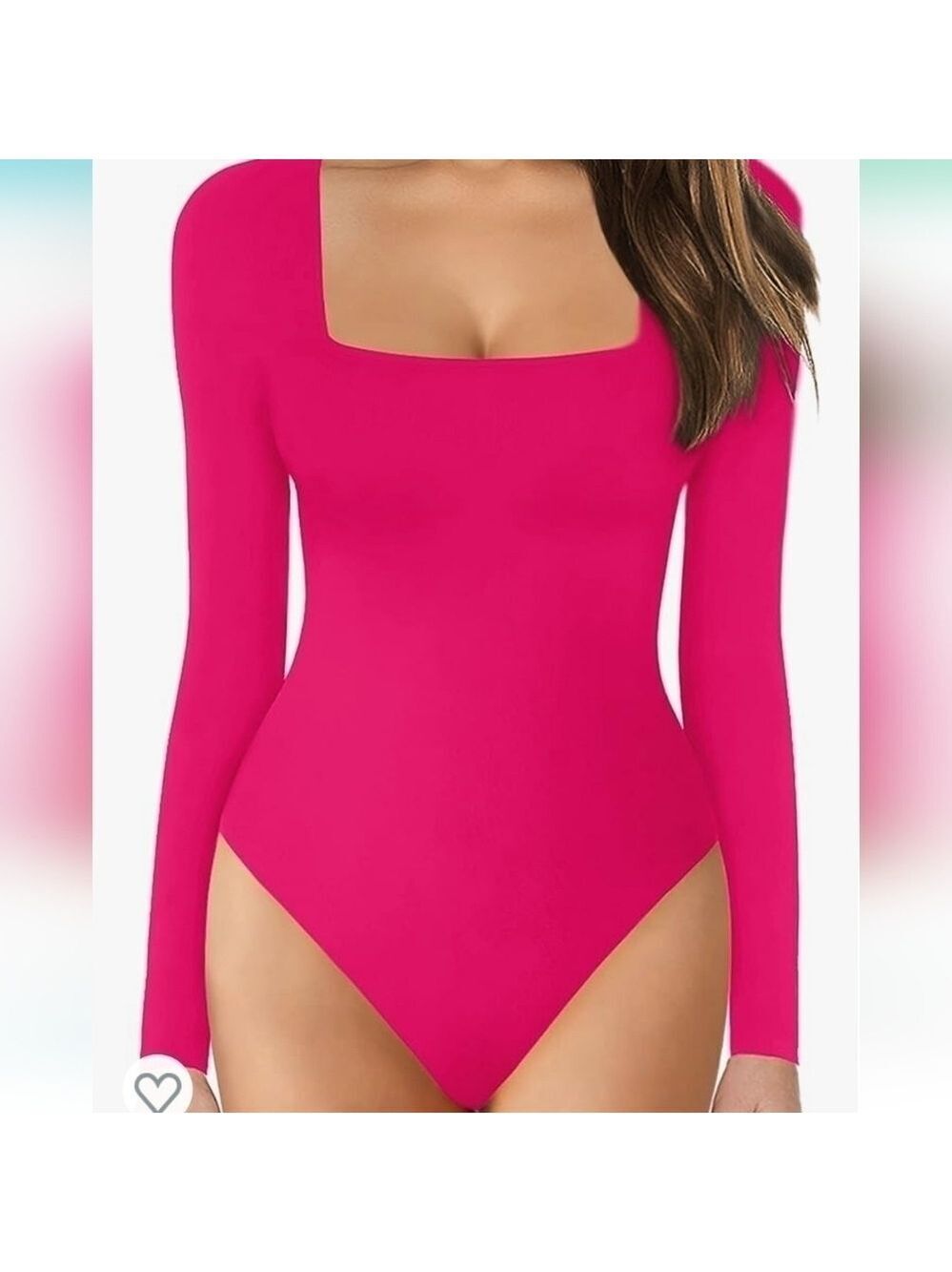 MANGOPOP Women's Square Neck Long Sleeve Tops Bodysuit Jumpsuit NWT Size M
